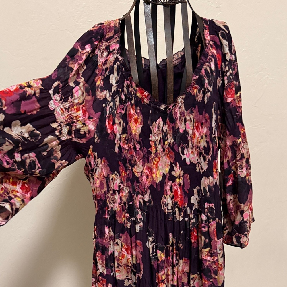 Spense Floral Midi Dress - Pink and Purple